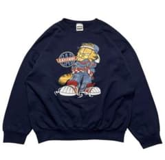 90s ガーフィールド スウェット トレーナー 2XL 紺 ネイビー 7297B 