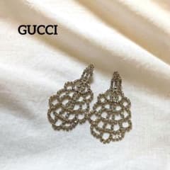 ちぎれあり】グッチ GP×ラインストーン インターロッキングG ピアス 
