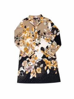 LEONARD FASHION チュニック 花柄 七部袖 ブラウン ブラック系 - メルカリ