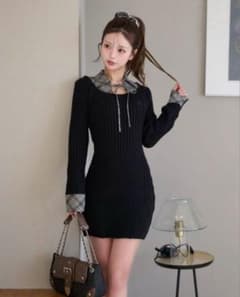 ダーリッチ レイヤードライクニットミニワンピース F ブラック - メルカリ