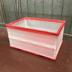 折りたたみコンテナ レッド×クリア 収納ボックスのサムネイル