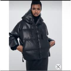 ZARA ザラ フェイクレザー ジャケット パフダウンジャケット Lサイズ