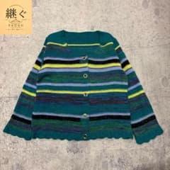 vintage 00s マルチカラー ボーダー カーディガン 長袖　Mサイズ