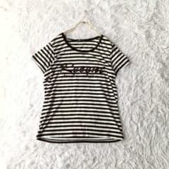 イングINGNI　 ボーダー Tシャツ M　ビッグロゴモノトーンのサムネイル