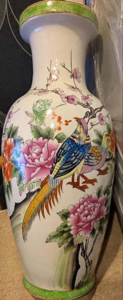 特大花瓶 置物 飾り インテリア アンティーク 花鳥 高さ62cm