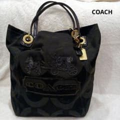 ☆美品☆COACH ダークグリーン トートバック ショルダーバック 