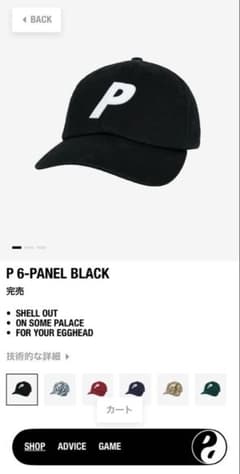 未使用 palace p6-panel black cap