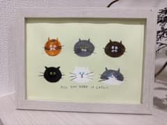 猫 イラスト 額入り ポストカードサイズ 20×15 インテリアのサムネイル