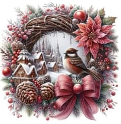 クリスマスリース　クロスステッチ　キットのサムネイル