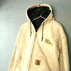 carhartt 90s 星タグ　アクティブジャケット　企業ロゴ 90sUSA製Carharttアクティブジャケット星タグ企業ロゴフェードダックL