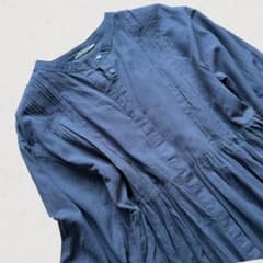 Studio clip コットン100％　ダークグレー長袖 フレアワンピース