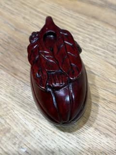 木彫り　古い　香合 木製 香合 うりの意匠 彫刻 茶道具 - メルカリ