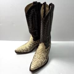 稀少 ADAM'S BOOTS パイソン ウエスタンブーツ ADAMS BOOTS レザー ウエスタンブーツ 黒 パイソン 本革 - メルカリ