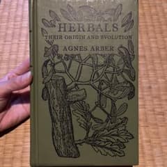 洋書 古書 グリーンハードカバー インテリア 1470年〜1670年植物学歴史