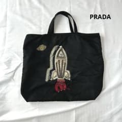 PRADA ナイロン トートバッグ ロケット 三角ロゴプレート ブラック 