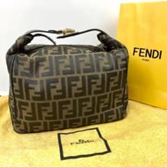 美品 FENDI フェンディ ズッカ 総柄 バニティバッグ ポーチ FF金具