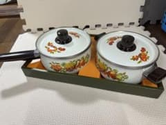 昭和レトロ　ホーロー鍋 2点セットのサムネイル