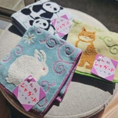和柄タオルハンカチセット（ウサギ・パンダ・犬）京都　くろくちのサムネイル