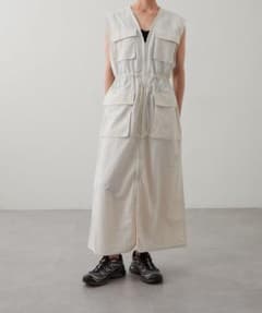 earthy ナイロンロングベストワンピース