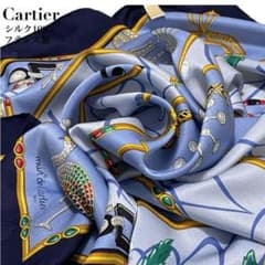 カルティエスカーフ　タグ付き美品ビジュー柄　レアmust de Cartier 美品】Must de Cartier シルクスカーフ 大判カルティエ ストール