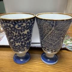 和食器 染付 蕎麦猪口風 脚付きカップ ペアのサムネイル