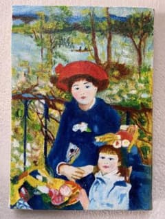 ルノワール　肉筆手描きの油絵模写画　テラスの姉妹のサムネイル