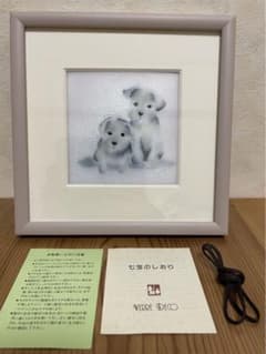 未使用　平林七宝　七宝焼　額縁　犬　ドッグ
