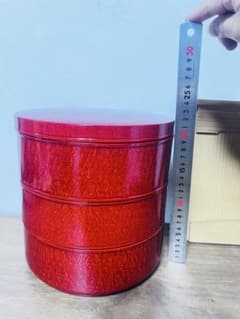 【香川漆器】(22cm) 美しい後藤塗の三段丸重(後藤塗、天然木くりぬき) 香川漆器】(22cm) 美しい後藤塗の三段丸重(後藤塗、天然木