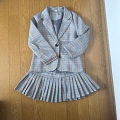 【本日最終】キッズ フォーマルスーツ チェック柄 ブレザー プリーツスカートのサムネイル