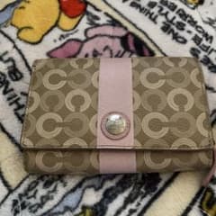 COACH 二つ折り財布 ベージュ ピンクのサムネイル
