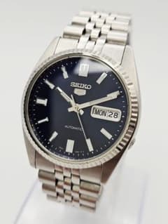 SEIKO 5 フルーテッドベゼル 自動巻 OH済 青文字盤 3ヶ月保証 - メルカリ
