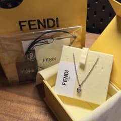 FENDI FF チェーンネックレス スクエア型 キュービックジルコニア 目黒