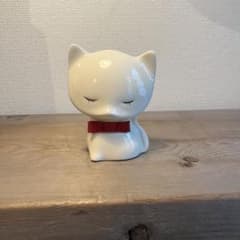 希少！昭和レトロ企業ノベルティ非売品 白猫 陶器製 ファンシーCAT猫型