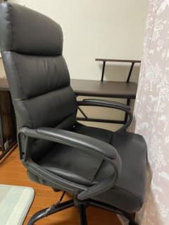 黒 合成皮革 オフィスチェア 高背もたれのサムネイル