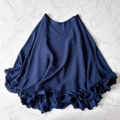 23SS 美品✨JENNE Vネックフラワーメローケープ M ネイビー - メルカリ