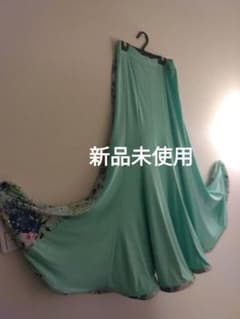 ミントグリーン 花柄社交 ダンス衣装ロングフレアスカート新品 - メルカリ