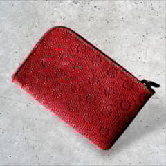 美品　甲州印傳　印傳屋　名刺入れ　カードケース　亀甲柄　レッド　箱付き