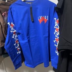 【美品】AMIRI ロンT ハートロゴ 袖ロゴ 長袖 カットソー 青色　ブルー 美品】AMIRI ロンT ハートロゴ 袖ロゴ 長袖 カットソー 青色 ブルー