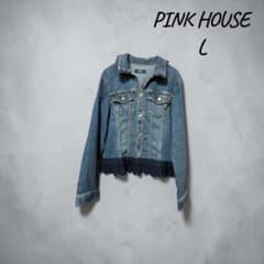 ★未使用　ピンクハウス レース　花モチーフ　デニム　ジャケット　紺系　Lサイズ PINK HOUSE ピンクハウス デニムジャケット レース装飾 L - メルカリ