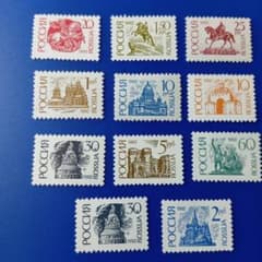 外国切手 ロシア 1992年 伝統的な建造物 建築・彫刻・風景 10種11枚