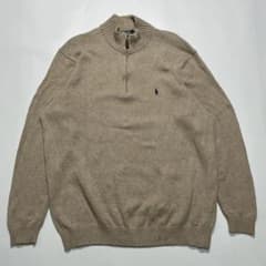 ラルフローレン ハーフジップ コットンニット 2XL ベージュ ポロ