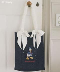 Areeam ドナルド　トートバッグ 刺繍生地　ネイビー　Disneyのサムネイル