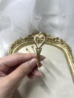 スプーンリメイク　ハート　ゴールド　ブレスレット　アンティーク感　新月アクセのサムネイル