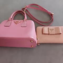 PRADA プラダ サフィアーノ ハンドバッグ ピンク 2way 財布 - メルカリ