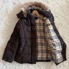美品】バーバリー ダウンジャケット ノバチェック フォックスファー 濃