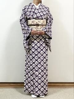 裄丈68 身丈162紫根染 袷着物 証紙付き パールトーン加工 - メルカリ