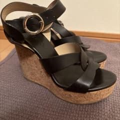 【美品】JIMMY CHOO ブラック ウェッジサンダル ジミーチュウ JIMMY CHOO ウエッジサンダル 【公式通販】
