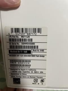 APPLE MacBook Air MACBOOK AIR MD711J/Bのサムネイル