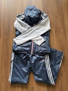 adidas レディース ジャージ上下セット ネイビーのサムネイル