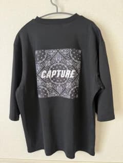 CAPTURE ペイズリー柄プリントTシャツ ブラック 半袖 メンズ　Lサイズのサムネイル